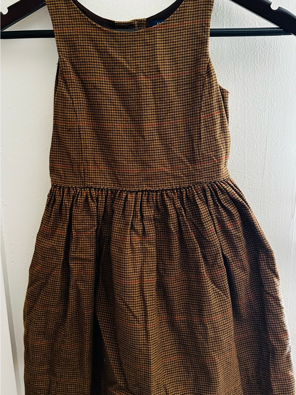 Polo by Ralph Lauren Brown Houndstooth Sleeveless Dress